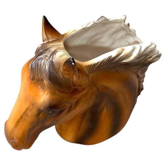 Inarco, Japan, Horse Head Planter, Vase. E-6560 Brown Palomino Equestrian Decor - Picture 9 of 10